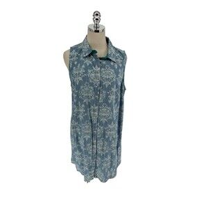 Soft Surroundings Dress Women's Size Large Blue White Paisley Mini